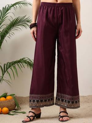 women ethnic motifs printed regular sequinned kurta with palazzos & with dupatta 4
