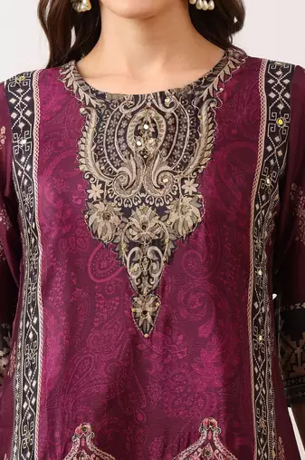 women ethnic motifs printed regular sequinned kurta with palazzos & with dupatta