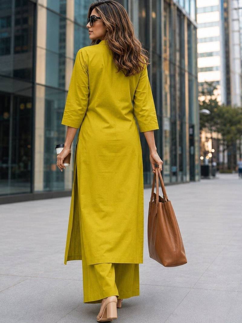 women embroidered regular thread work  cotton kurta with palazzos