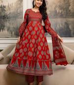 women ethnic motifs printed  cotton kurta with trousers & with dupatta