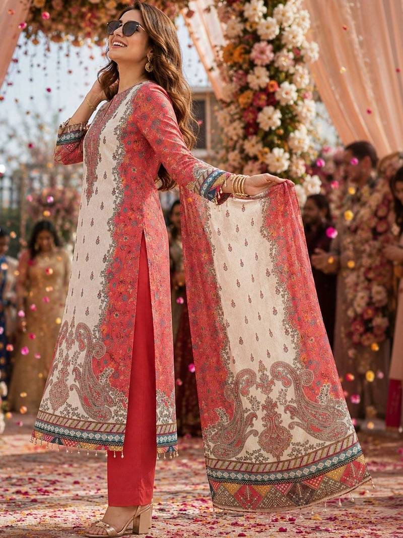 women ethnic motifs printed regular kurta with palazzos & with dupatta