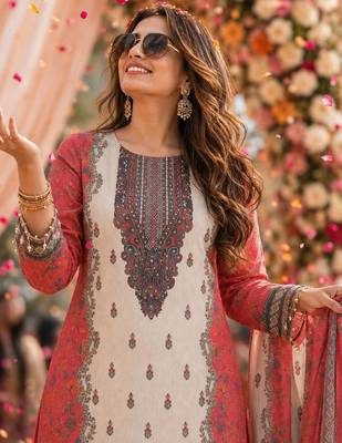 women ethnic motifs printed regular kurta with palazzos & with dupatta 2