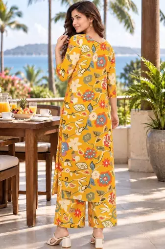 women floral printed regular kurta with palazzos
