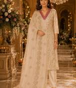 women ethnic motifs embroidered regular kurta with trousers & with dupatta