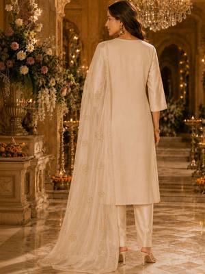 women ethnic motifs embroidered regular kurta with trousers & with dupatta 2