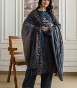 women ethnic motifs printed regular  cotton kurta with palazzos & with dupatta