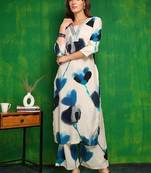 women floral regular patchwork kurta with palazzos