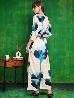 women floral regular patchwork kurta with palazzos 5