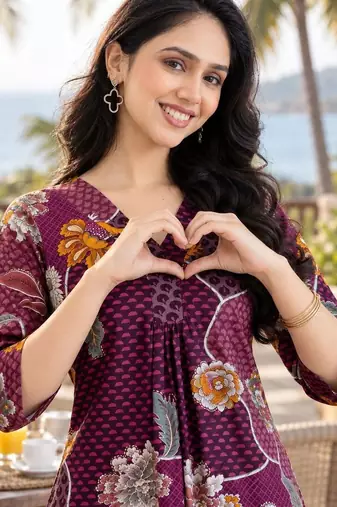 women floral printed regular kurta with palazzos