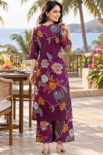 women floral printed regular kurta with palazzos