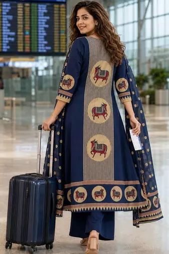 women ethnic motifs regular  cotton kurta with palazzos & with dupatta
