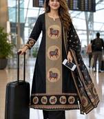 women ethnic motifs printed regular  cotton kurta with palazzos & with dupatta