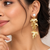 Anti-tarnish gold-toned leaf drop earrings with pearl stud, anti-tarnish studs
