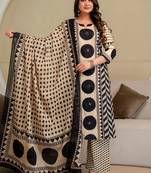 women printed regular  cotton kurta with palazzos & with dupatta