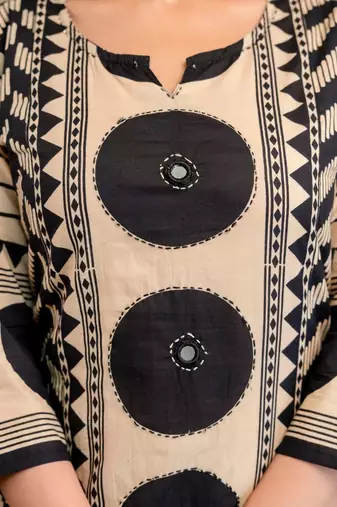 women printed regular  cotton kurta with palazzos & with dupatta