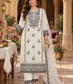 women ethnic motifs embroidered regular thread work kurta with trousers & with dupatta