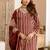 women ethnic motifs striped regular thread work  cotton kurta with palazzos & with dupatta