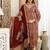 women ethnic motifs striped regular thread work  cotton kurta with palazzos & with dupatta
