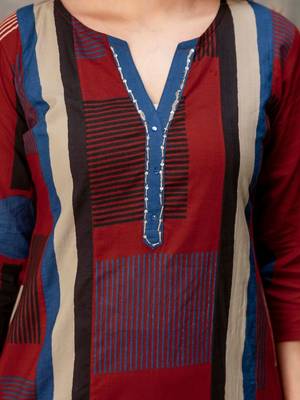 women embroidered sequinned  cotton kurta with trousers & with dupatta 4