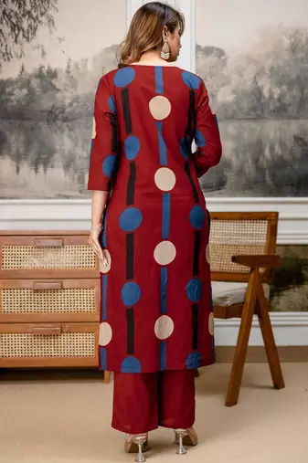 women embroidered sequinned  cotton kurta with trousers & with dupatta