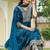 women floral printed panelled thread work kurta with trousers & with dupatta