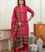 women ethnic motifs printed regular  cotton kurta with palazzos & with dupatta