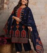 women ethnic motifs printed regular mirror work  cotton kurta with palazzos & with dupatta