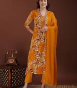 embroidered & floral printed kurta with pant & dupatta