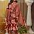 women floral printed pleated  cotton kurta with trousers & with dupatta