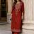 women ethnic motifs embroidered regular thread work  cotton kurta with palazzos