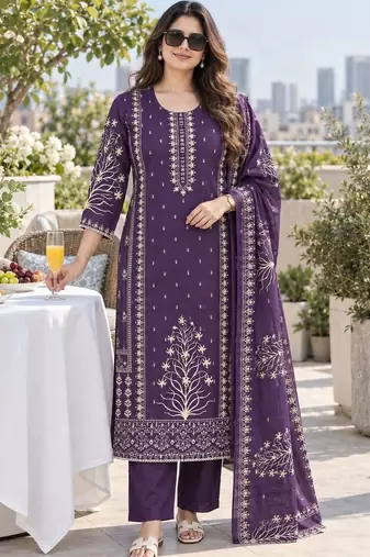 women ethnic motifs printed regular  cotton kurta with trousers & with dupatta