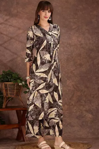 women ethnic motifs printed regular kurta with palazzos
