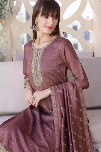 women ethnic motifs embroidered kurta with trousers & dupatta