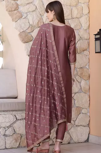 women ethnic motifs embroidered kurta with trousers & dupatta