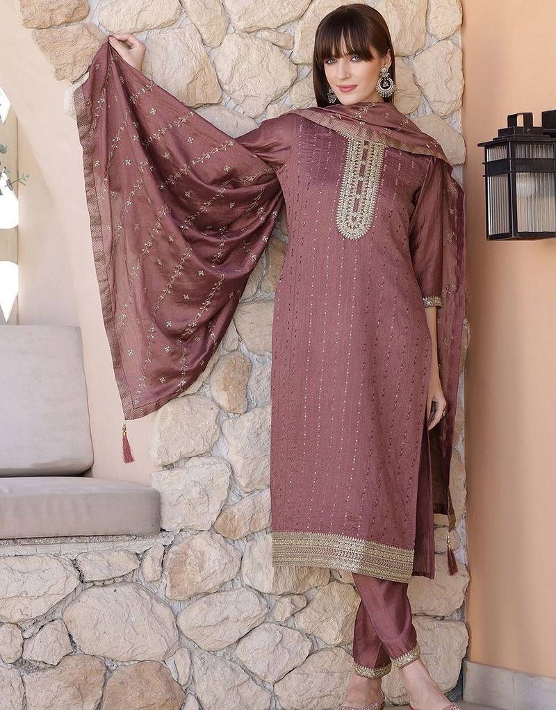 women ethnic motifs embroidered kurta with trousers & dupatta