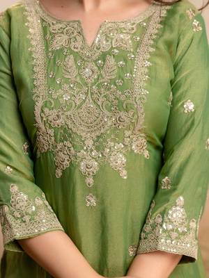 women embroidered regular kurta with palazzos & with dupatta 2