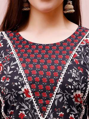 women floral printed regular  cotton kurta with trousers & with dupatta 2