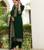 embroidered sequinned straight kurta with trousers & dupatta