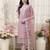 floral embroidered v neck chanderi cotton kurta with trousers & dupatta