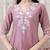 floral embroidered v neck chanderi cotton kurta with trousers & dupatta