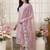 floral embroidered v neck chanderi cotton kurta with trousers & dupatta