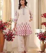 women ethnic motifs printed regular  cotton kurta with palazzos
