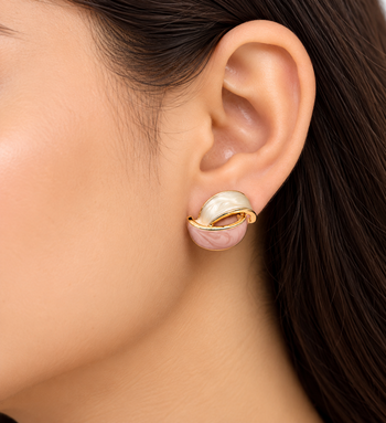 Cascading leaf design, pearl top stud, long dangle style, anti-tarnish jewellery 1