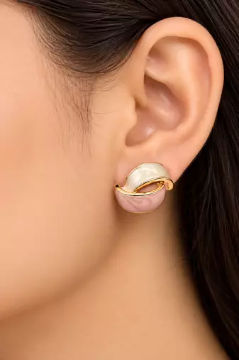 Cascading leaf design, pearl top stud, long dangle style, anti-tarnish jewellery