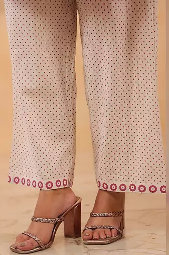 women ethnic motifs printed regular  cotton kurta with palazzos
