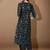 women floral printed regular thread work kurta with patiala & with dupatta