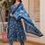 women floral printed cotton anarkali kurta with trousers & dupatta