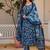 women floral printed cotton anarkali kurta with trousers & dupatta