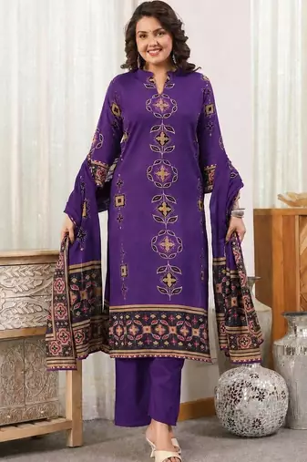 women ethnic motifs printed regular  cotton kurta with palazzos & with dupatta