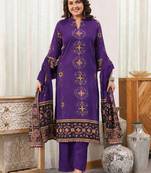 women ethnic motifs printed regular  cotton kurta with palazzos & with dupatta